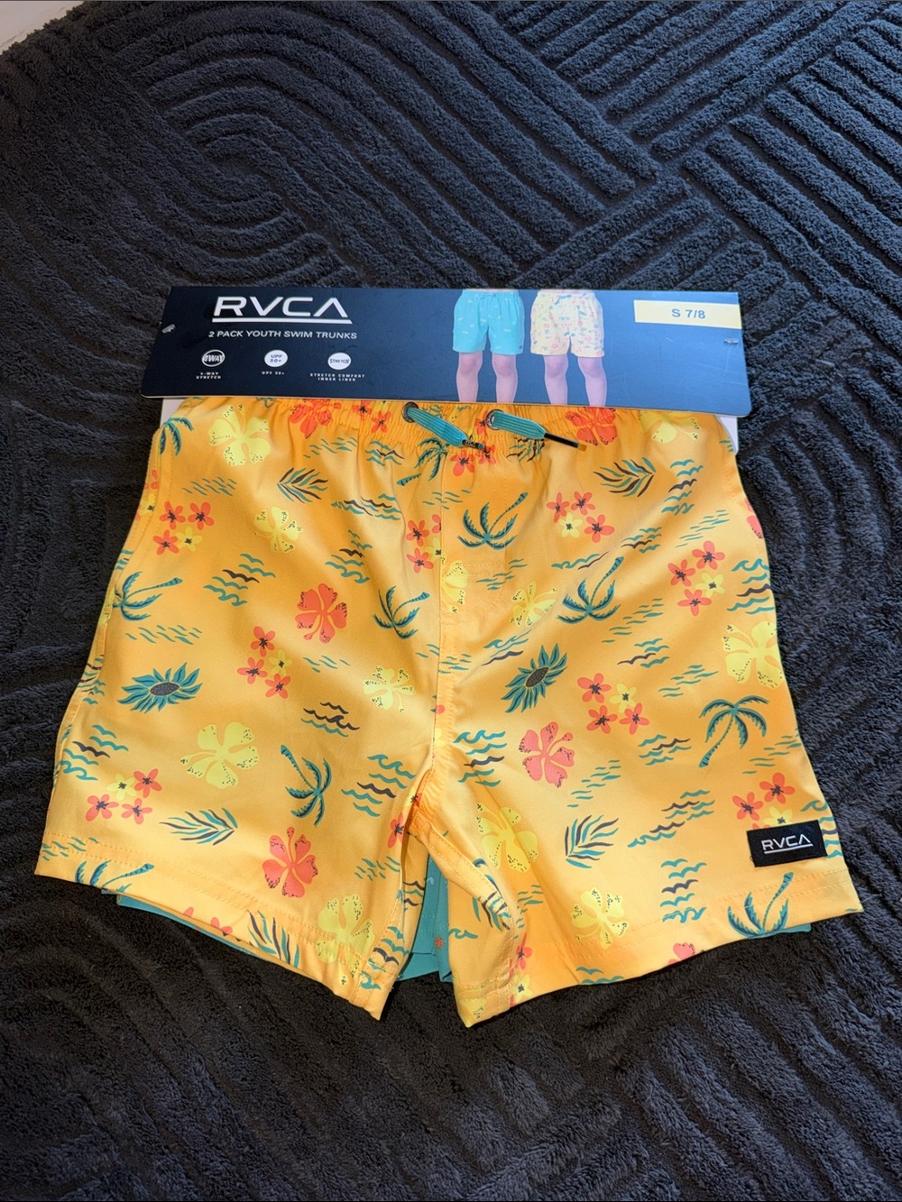 RVCA Yellow Floral Youth Swim Shorts